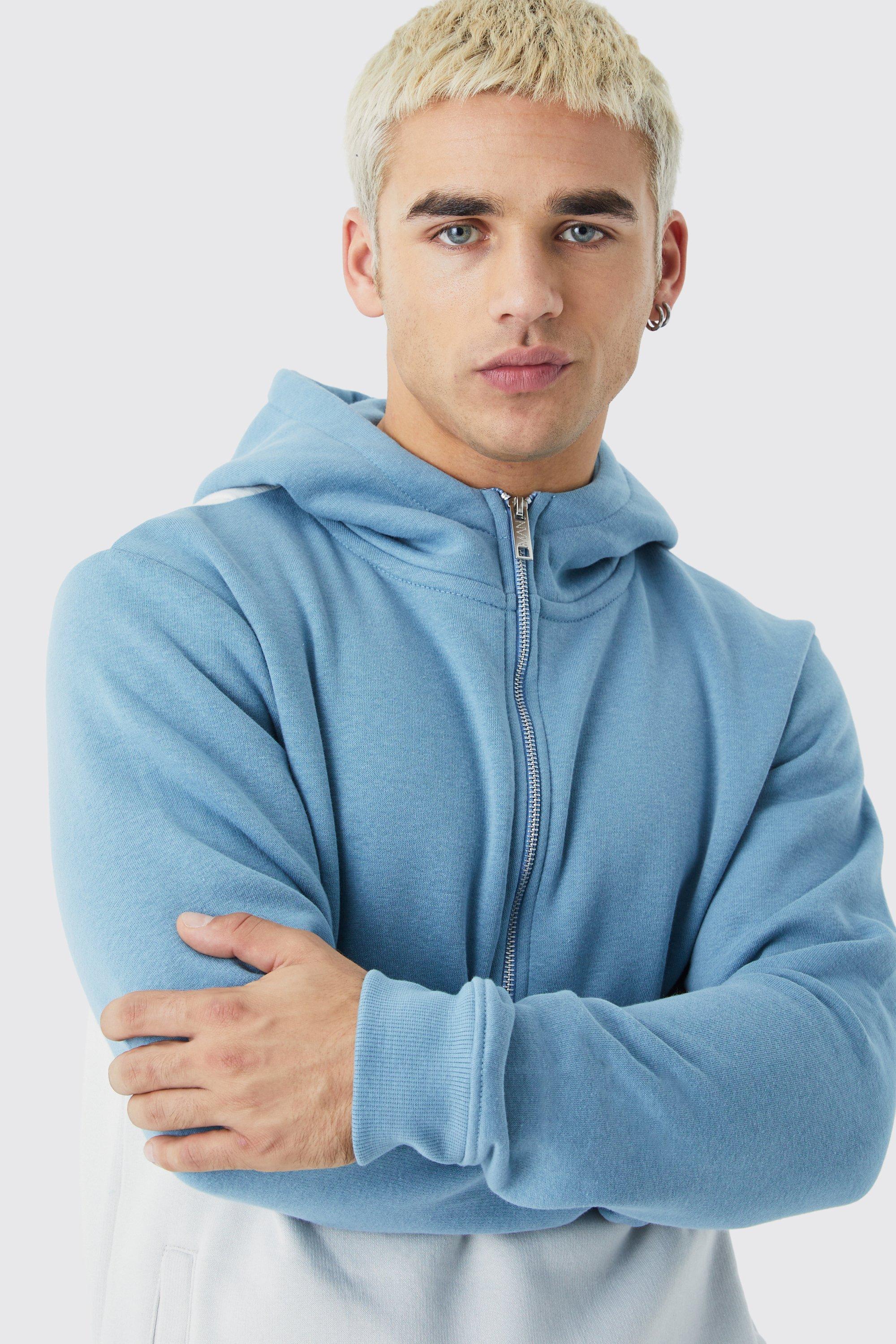 Slim Fit Colour Block Half Zip Hoodie